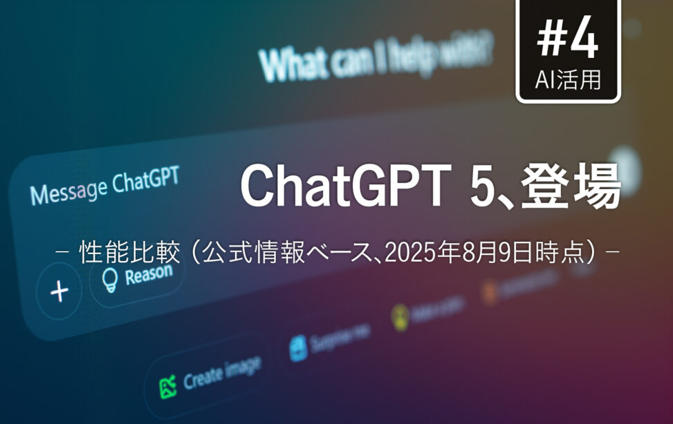 ChatGPT-5、GPT-4o、o3モデルの性能比較グラフとAIの進化をイメージしたサイバーパンクな背景画像